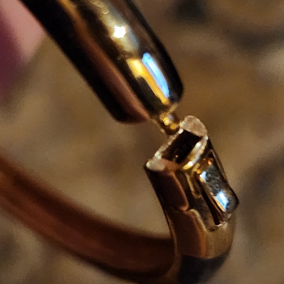 Narrow Blue and Gold Enamel Hinge Bangle - Picture 8 of 15